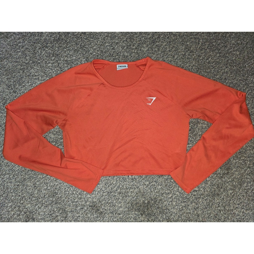 Gymshark Vital Seamless 2.0 Long Sleeve Crop Top Orange Marl Medium B2A4F